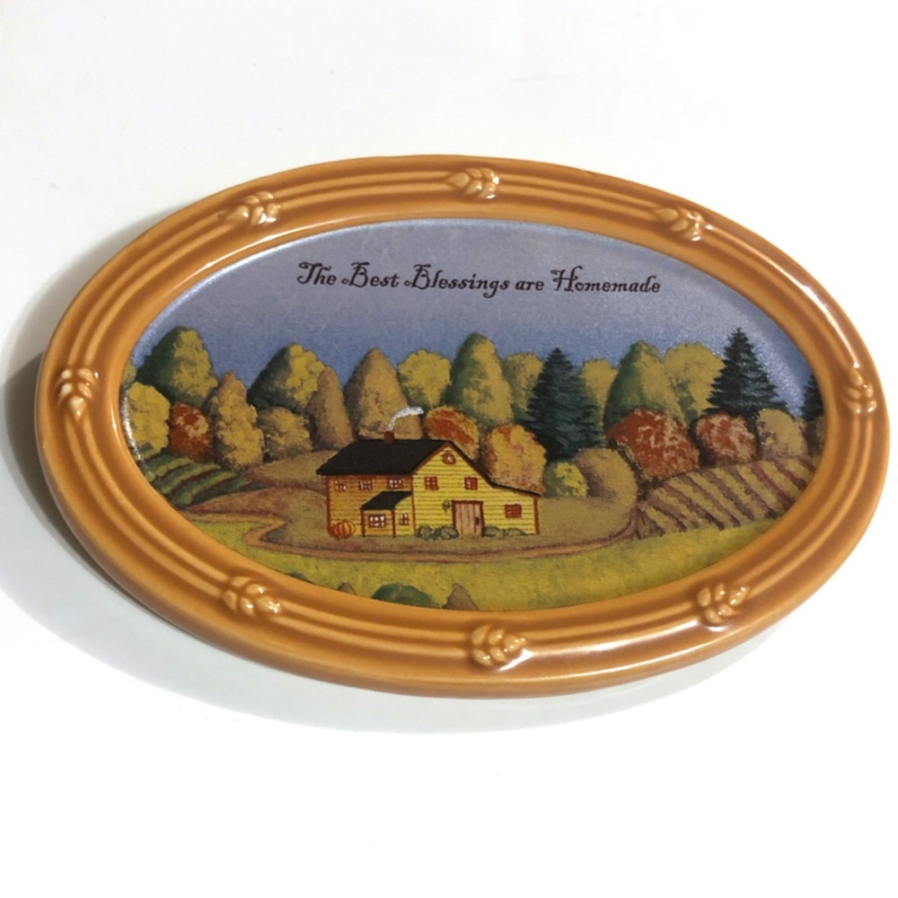 Vintage Russ Ceramic Oval Wall Hanging Blessings..